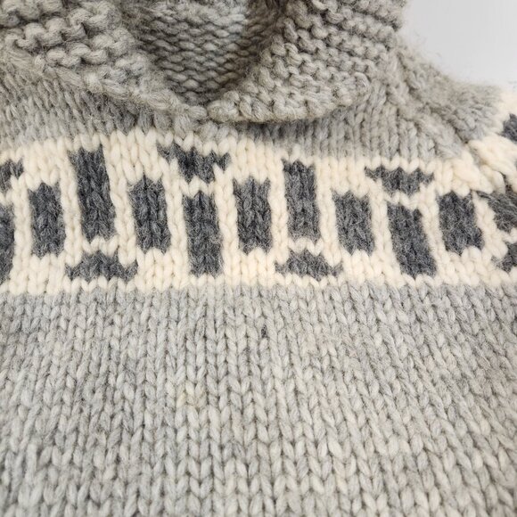 Canadian Hand Knit Cowl Neck Pullover Sweater Unisex Gray Warm Winter Handmade - Picture 7 of 15